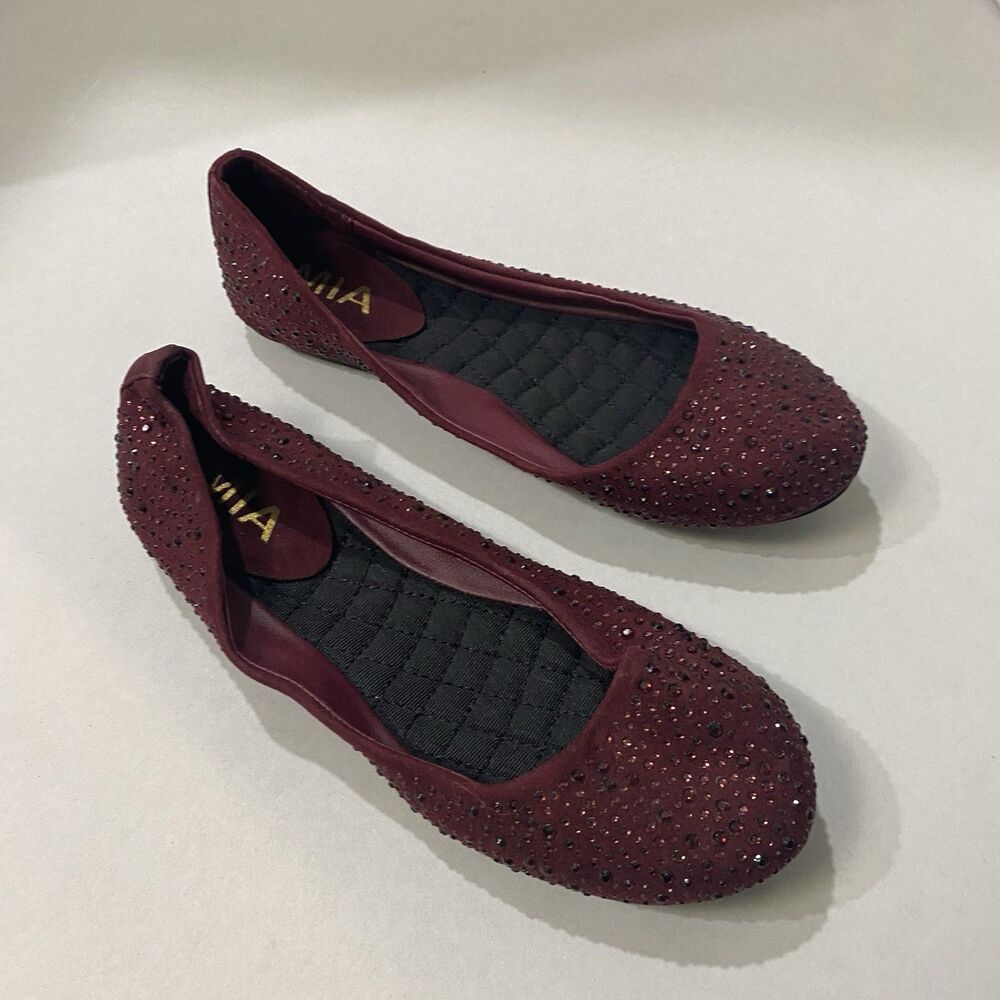 MIA Britt rhinestone Maroon/red Womens Ballet Flats Size 6M